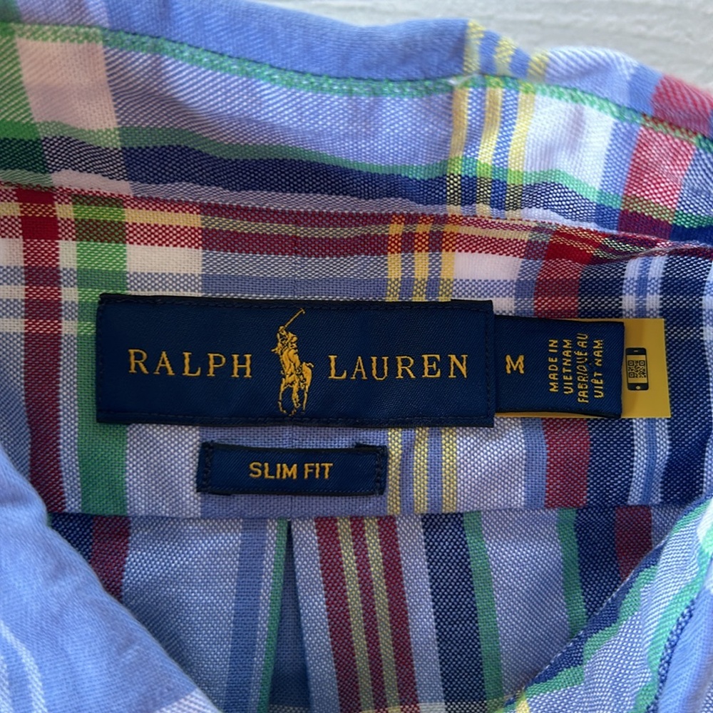 Polo Ralph Lauren Long Sleeve Button Oxford Madras Multicolor Plaid Shirt Sz M - Picture 3 of 10